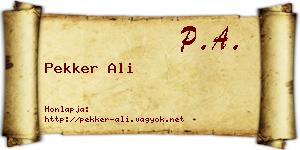 Pekker Ali névjegykártya